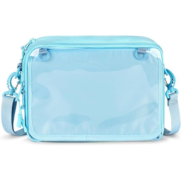 Women's Blue Small Ita Purse Pin Display Imported Cross Body Bag With Insert